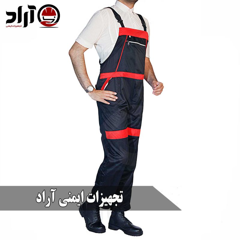 لباس کار دوبنده سیلوری مشکی قرمز