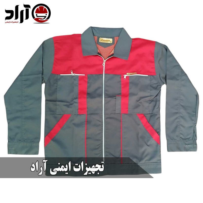 کاپشن کار سیلوری درجه یک طوسی قرمز