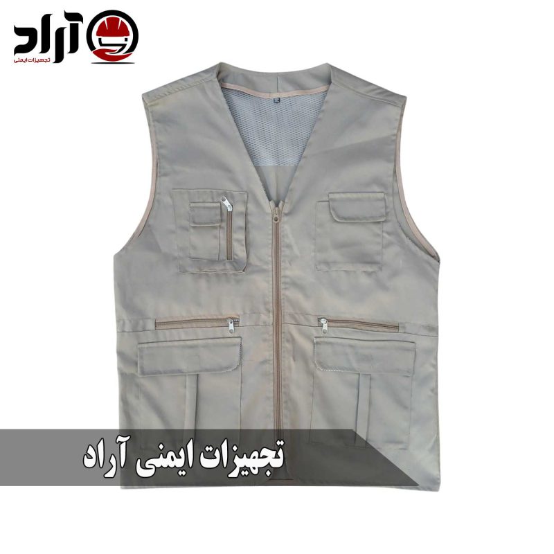 جلیقه خبرنگاری طوسی روشن