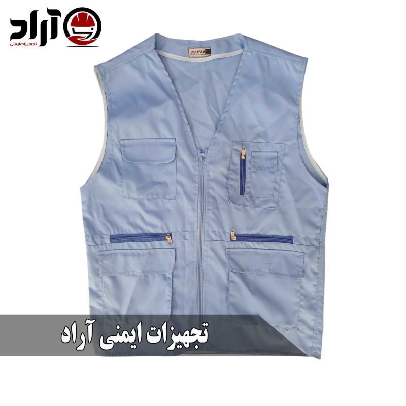 جلیقه خبرنگاری آبی آسمانی