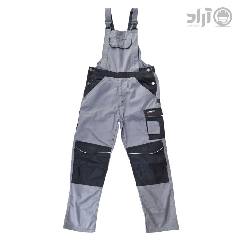 لباس کار دوبنده کتان طوسی مشکی