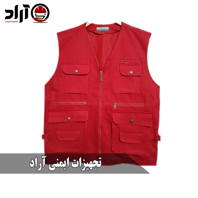 جلیقه خبرنگاری کتان قرمز