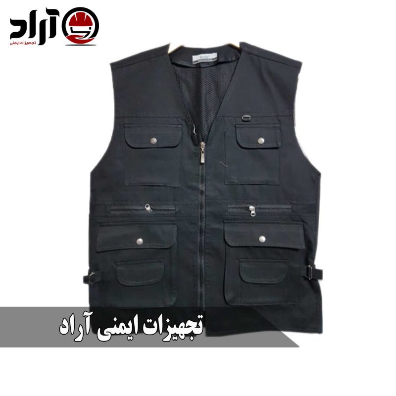 جلیقه خبرنگاری کتان مشکی