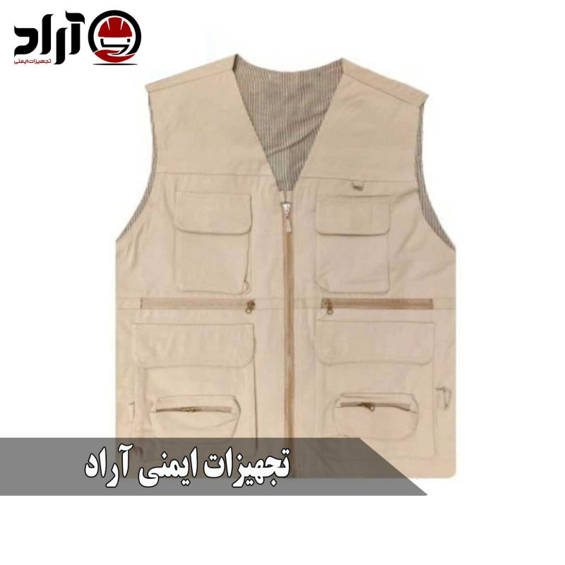 جلیقه خبرنگاری کتان خاکی