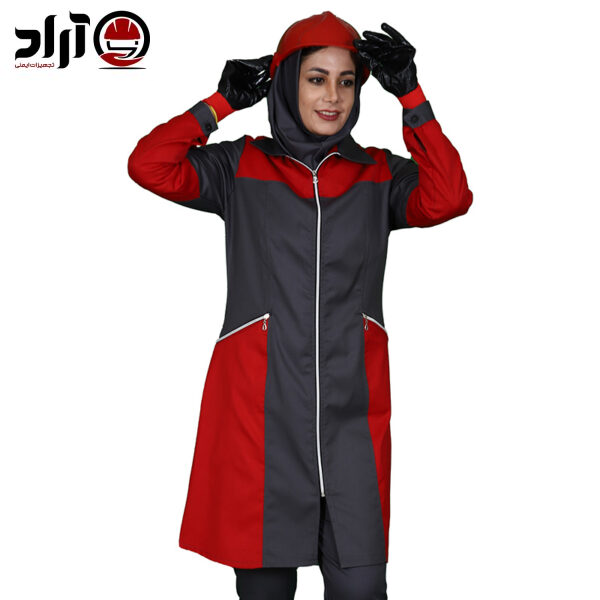 لباس کار سیلوری زنانه طوسی قرمز